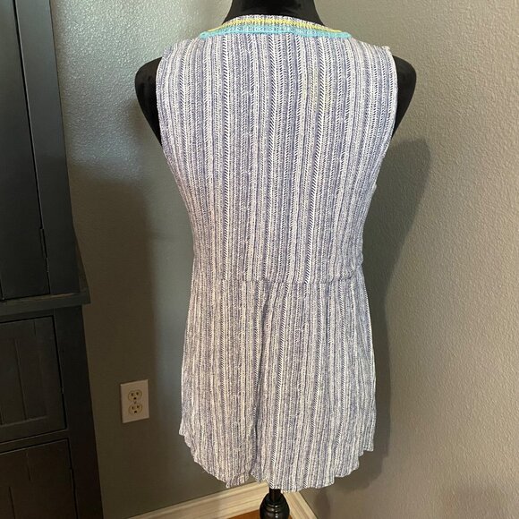 Tribal Jeans Tank Top Size Small Tunic Embroidered Boho Gypsy Hippie V Neck - Picture 4 of 8